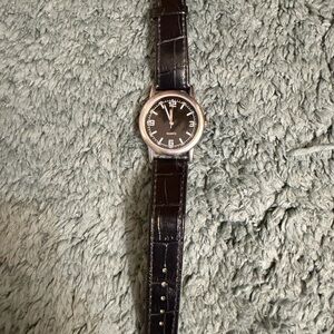 Men’s Quartz Black Leather Watch